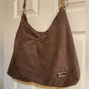Chic Brown Hobo Bag with Metal Accent